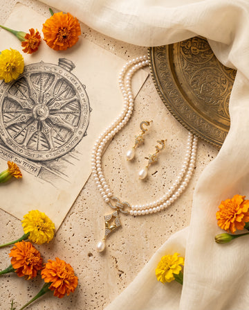 Chic Double-Strand Gold Plated Pearl Jewellery Set