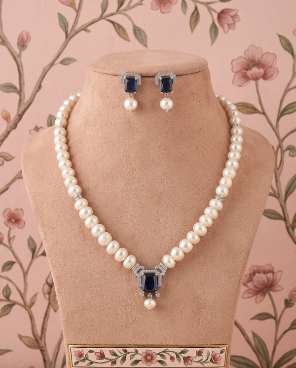 Art Deco Silver-Tone Single-Strand Pearl Jewellery Set