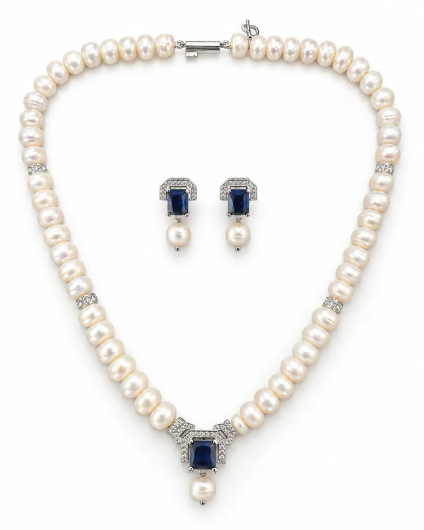 Art Deco Silver-Tone Single-Strand Pearl Jewellery Set