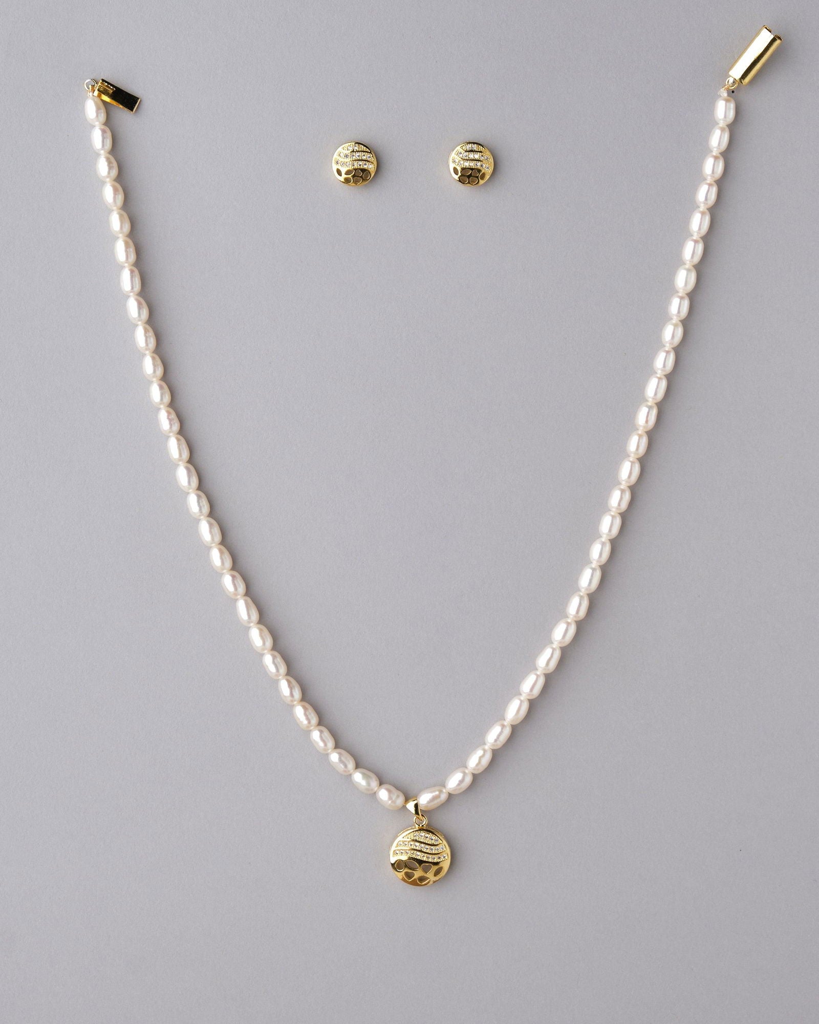 Simple Pearl Necklace Set - Chandrani Pearls