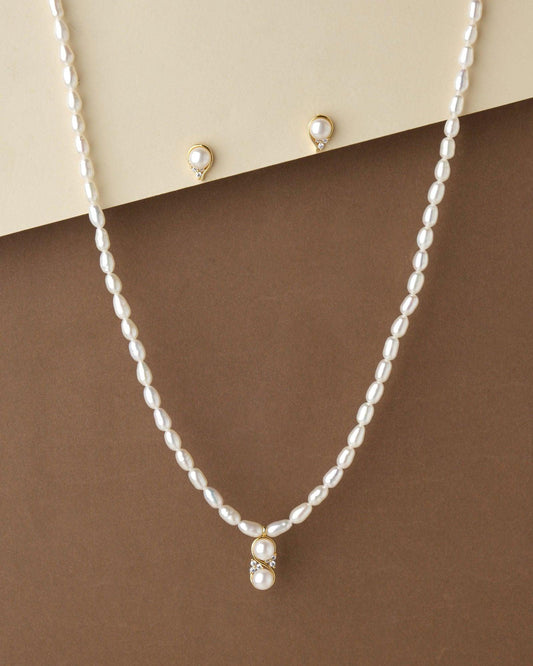 Simple Pearl Necklace Set - Chandrani Pearls