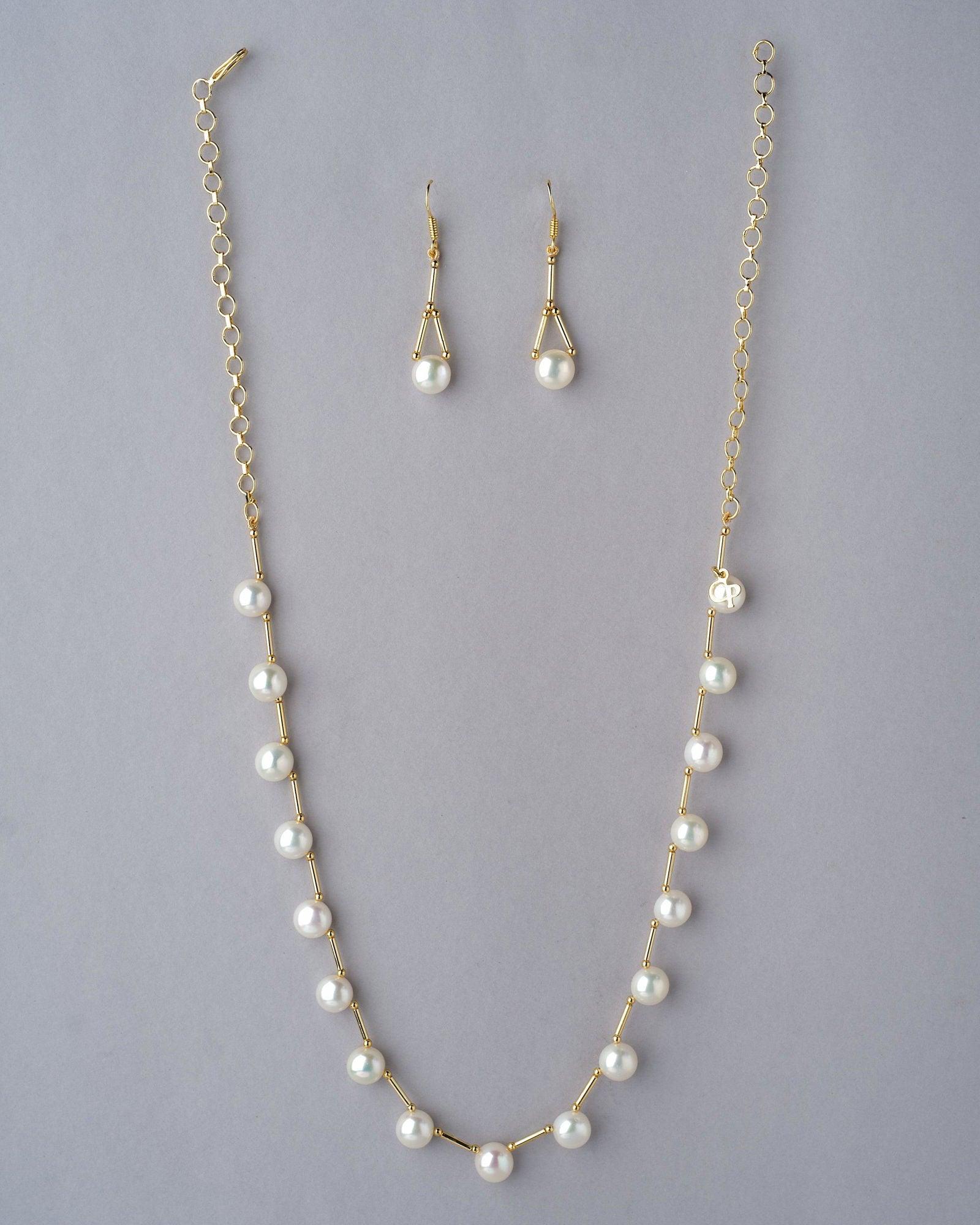 Simple Pearl Necklace Set - Chandrani Pearls