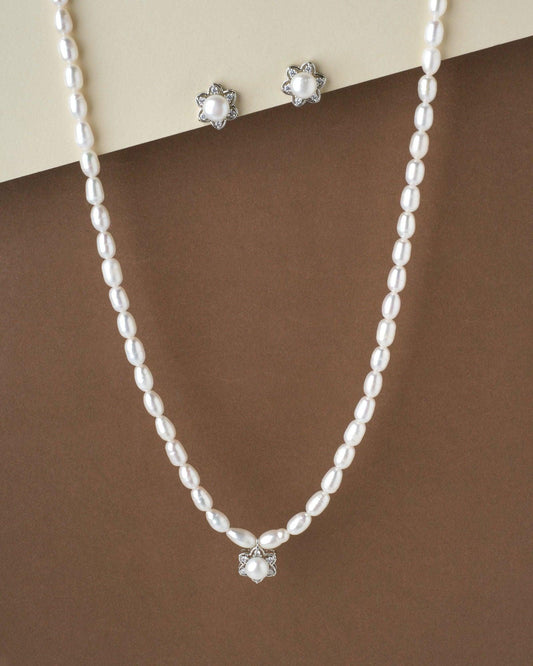 Simple Pearl Necklace Set - Chandrani Pearls