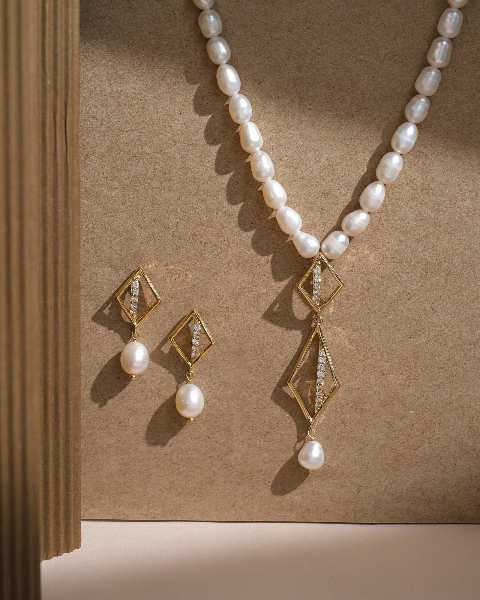 Simple Pearl Necklace Set - Chandrani Pearls