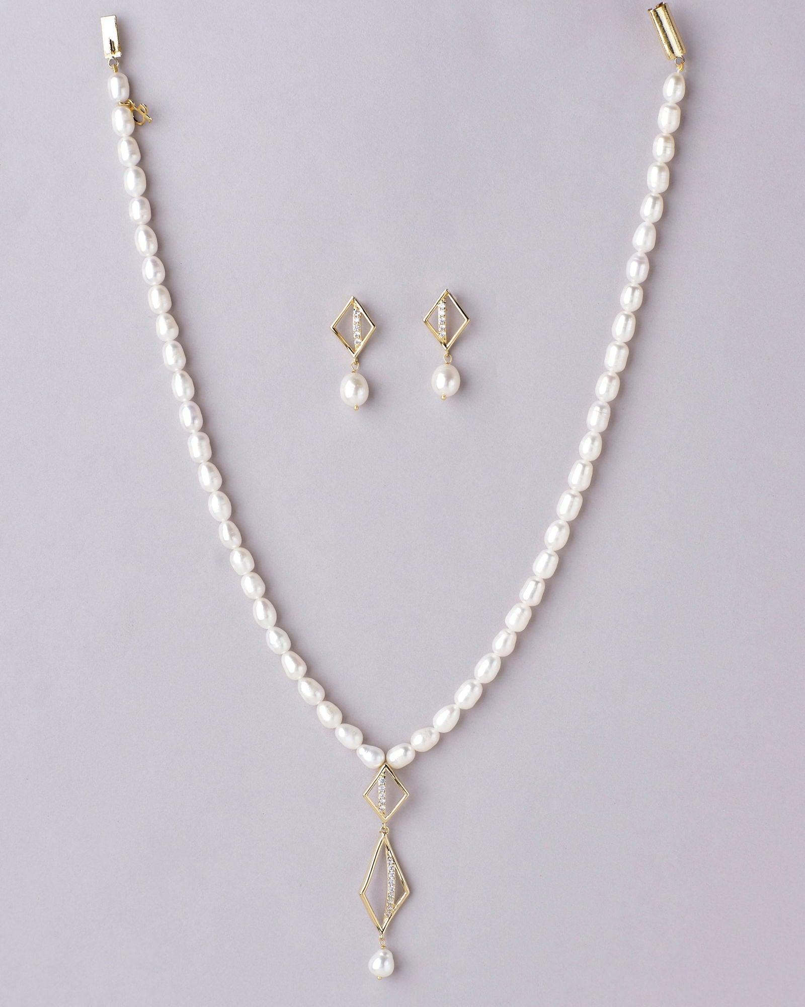 Simple Pearl Necklace Set - Chandrani Pearls