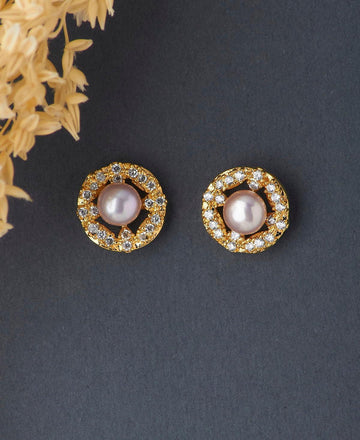 Simple Pearl Stone Stud Earrings - Chandrani Pearls