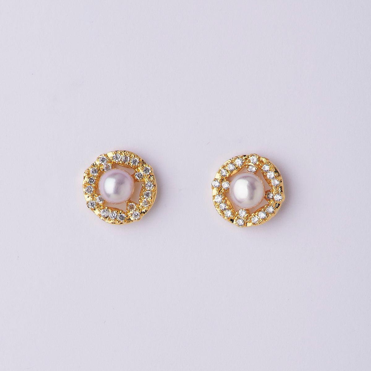 Simple Pearl Stone Stud Earrings - Chandrani Pearls