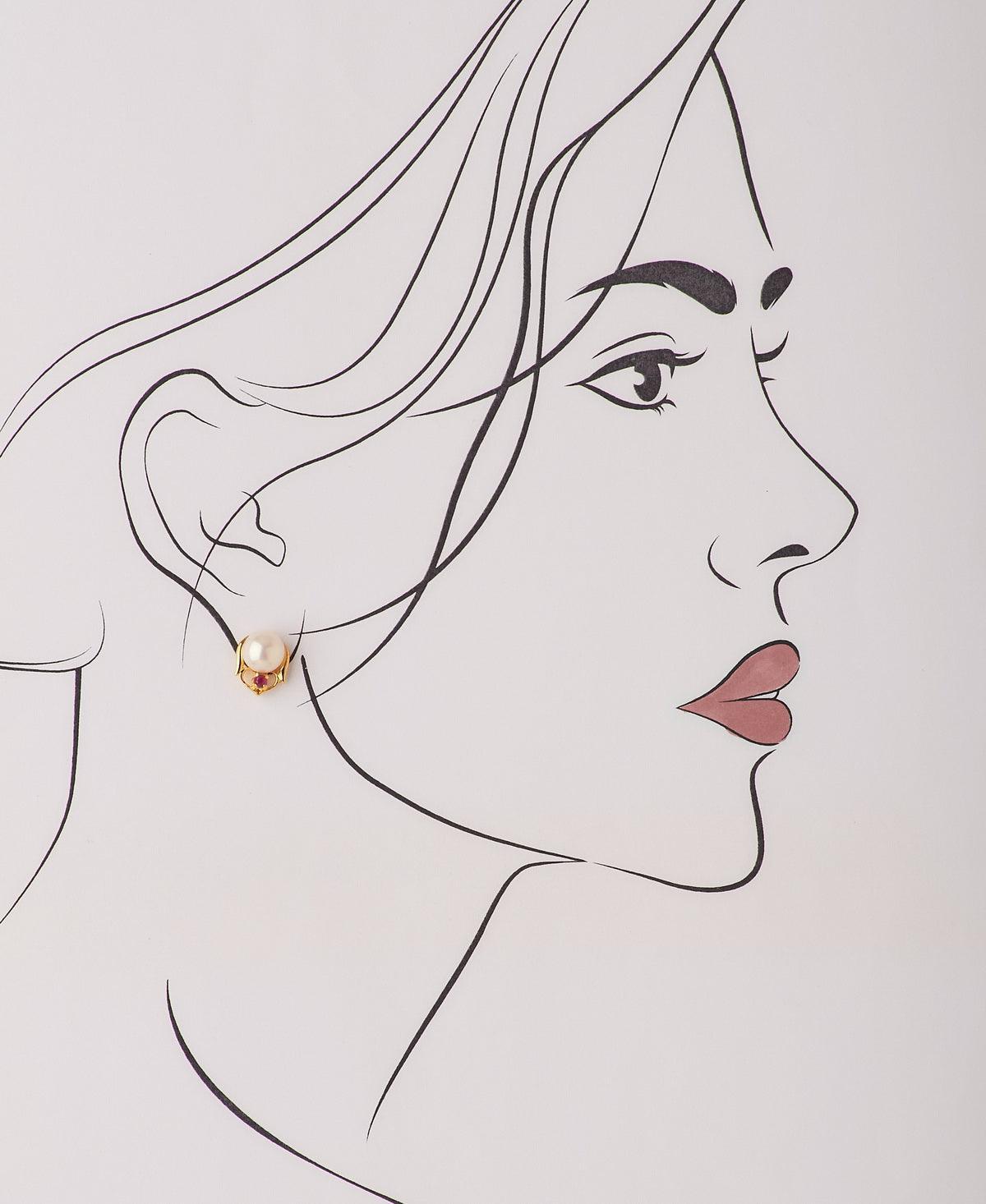 Simple Pearl Stud Earring - Chandrani Pearls