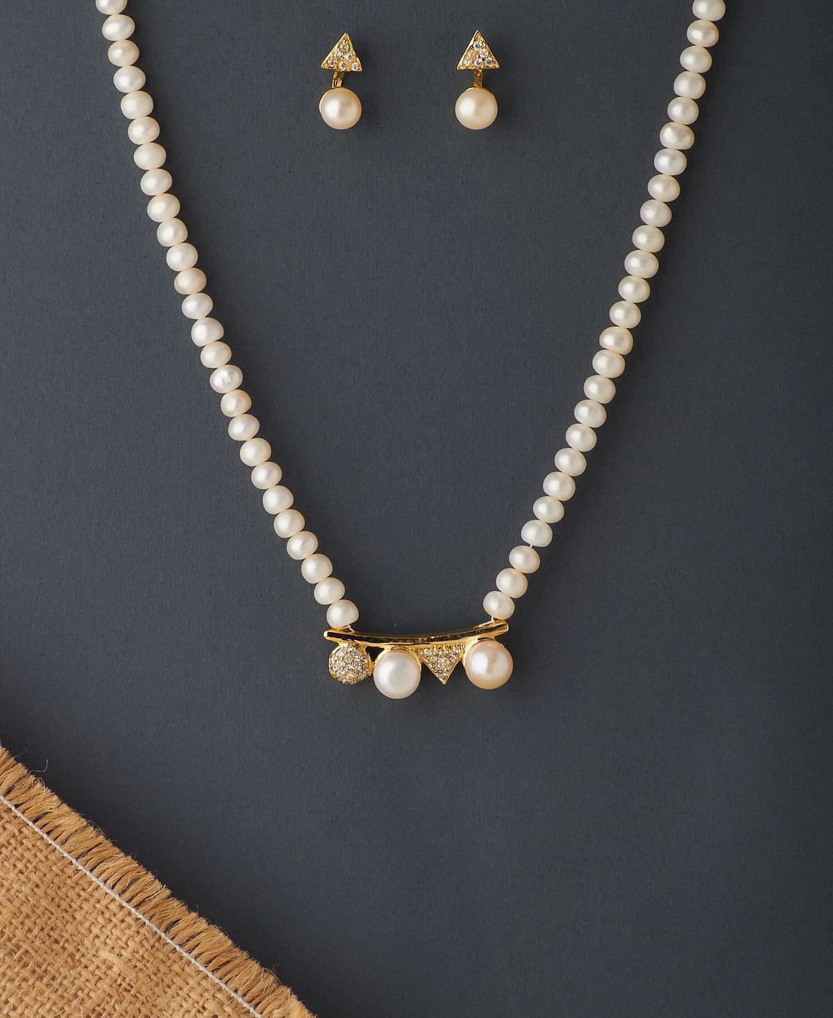 Simple & Pretty Real Pearl Necklace Set - Chandrani Pearls