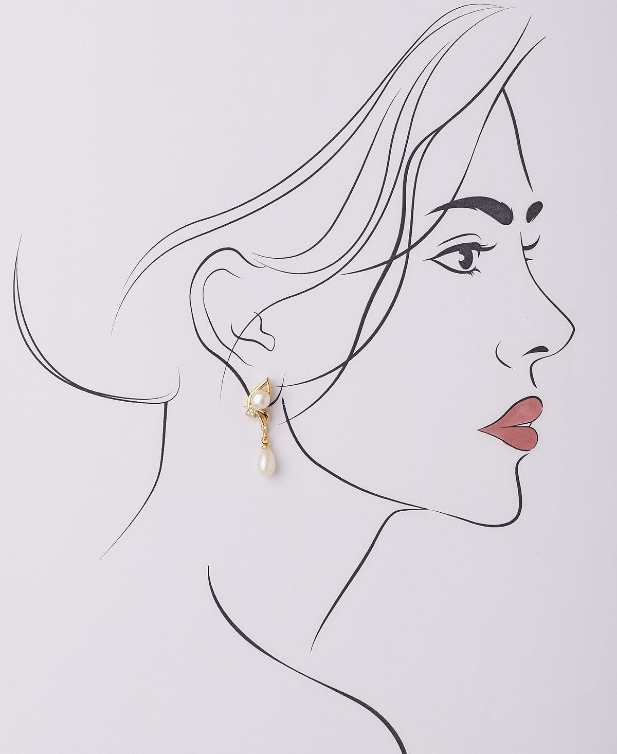 Simple Real Pearl Hanging Earring - Chandrani Pearls
