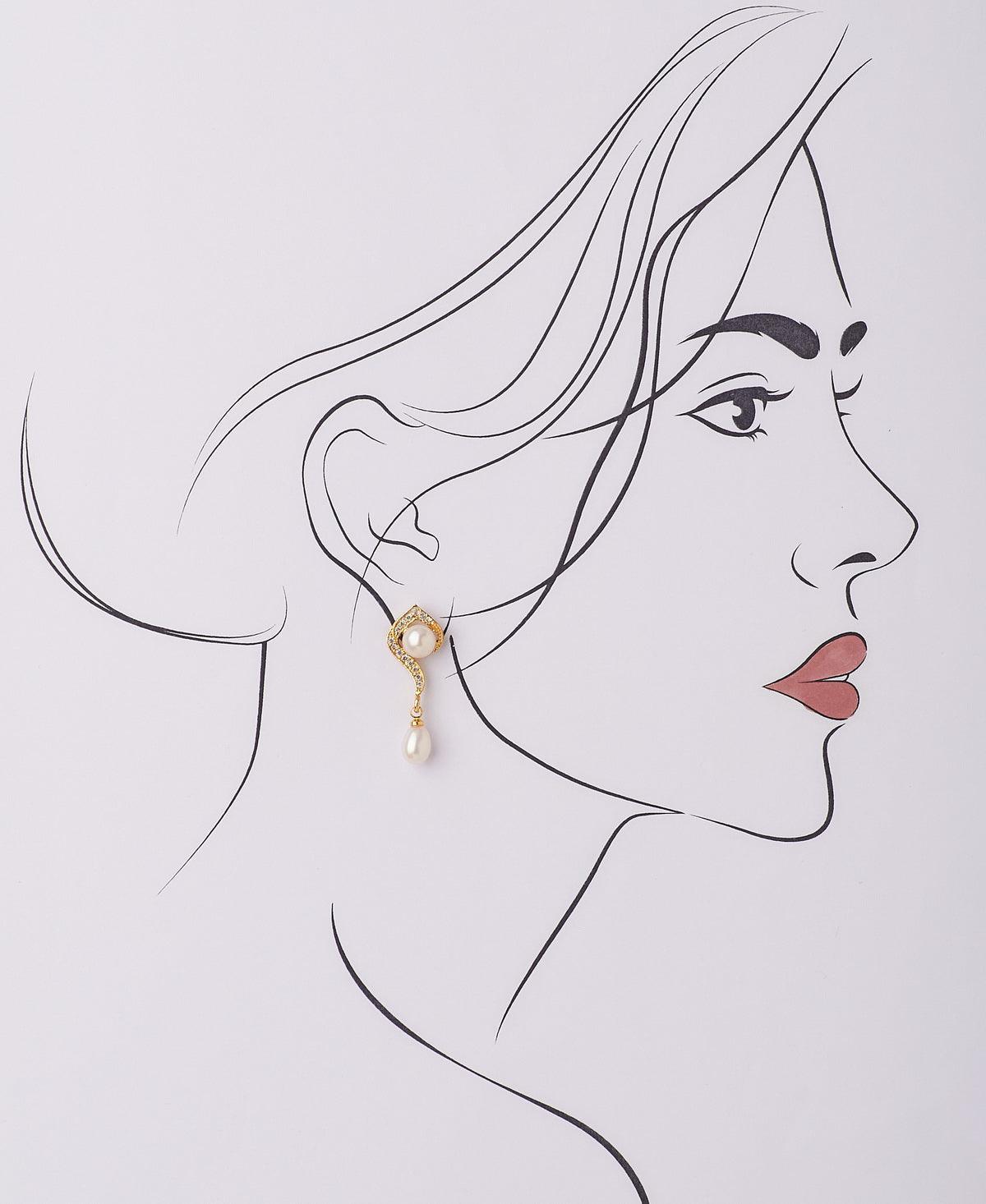 Simple Real Pearl Hanging Earring - Chandrani Pearls