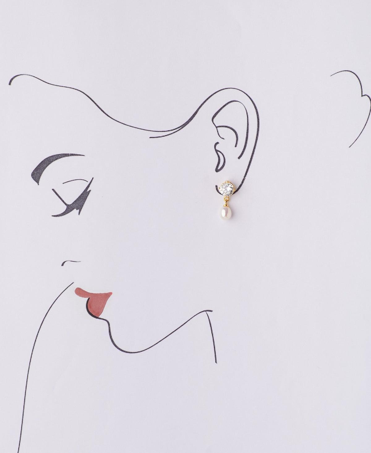 Simple Stone Studded Pearl Earring - Chandrani Pearls