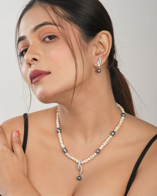 Simple White Pearl Necklace Set - Chandrani Pearls