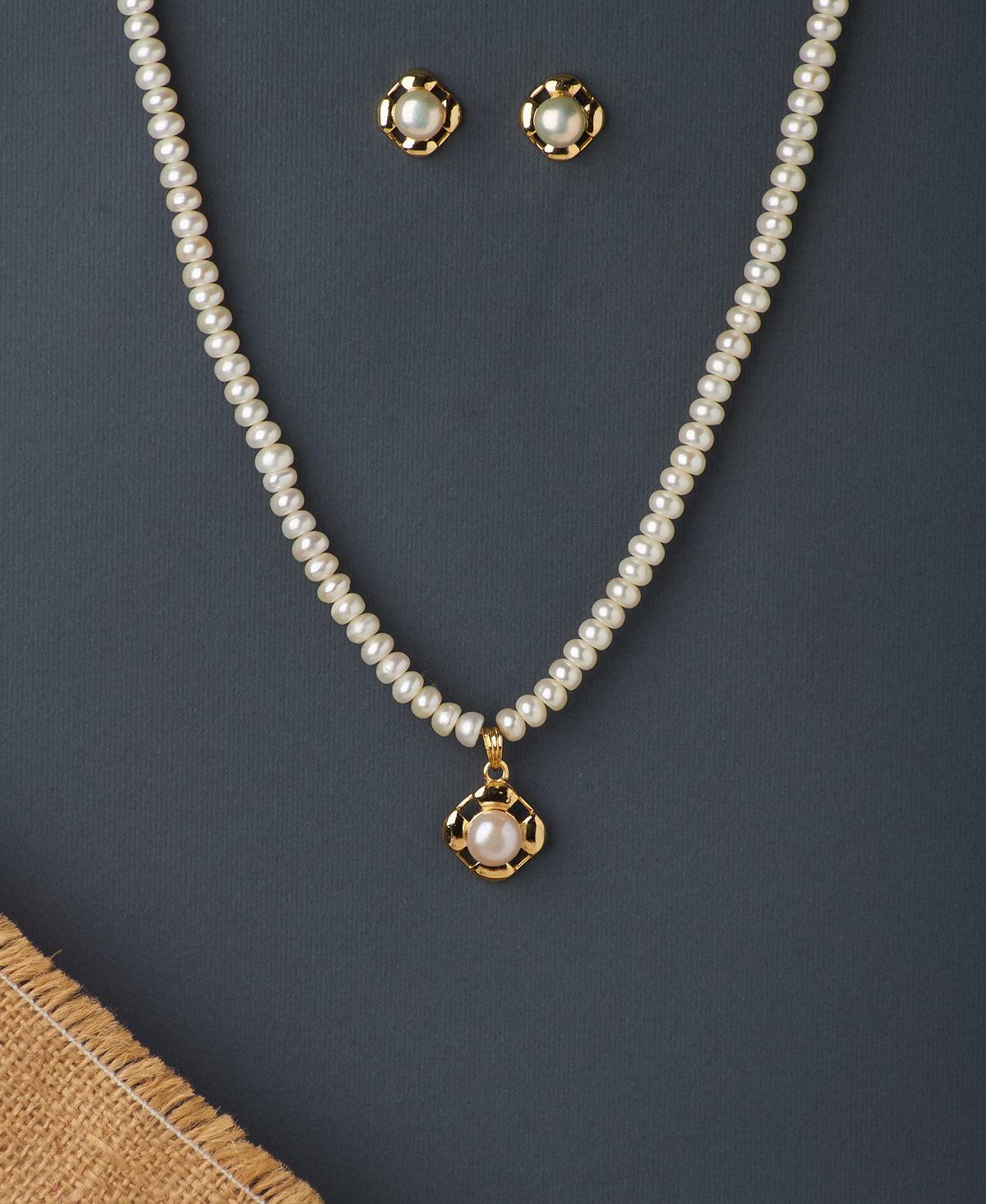 Simple and Elegant Real Pearl Necklace Set - Chandrani Pearls