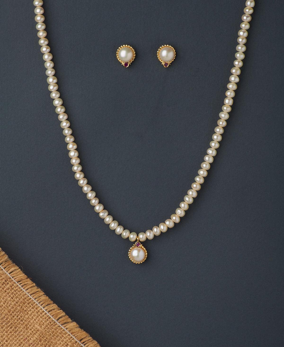 Simple and Elegant Real Pearl Necklace Set - Chandrani Pearls