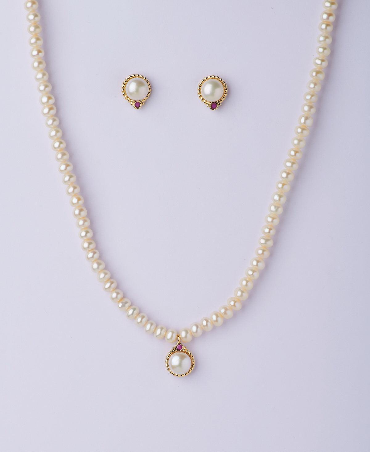 Simple and Elegant Real Pearl Necklace Set - Chandrani Pearls