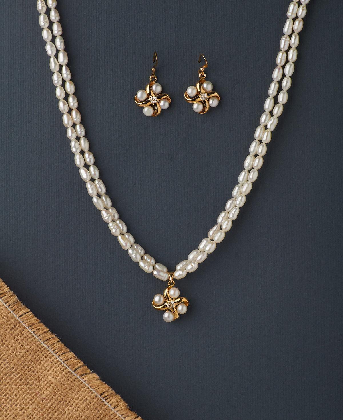 Simple and Elegant Real Pearl Necklace Set - Chandrani Pearls