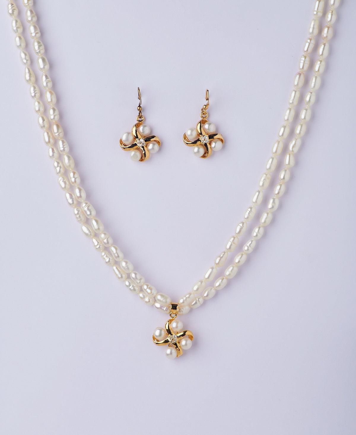 Simple and Elegant Real Pearl Necklace Set - Chandrani Pearls