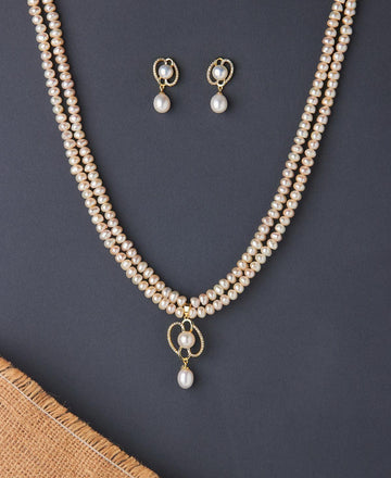Simple and Elegant Real Pearl Necklace Set - Chandrani Pearls