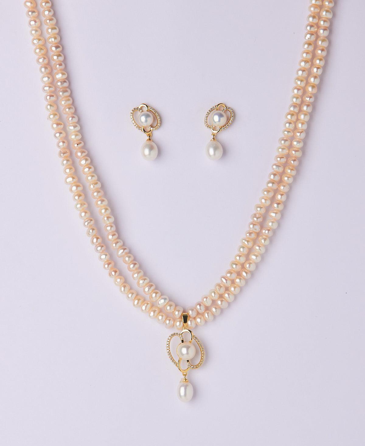 Simple and Elegant Real Pearl Necklace Set - Chandrani Pearls