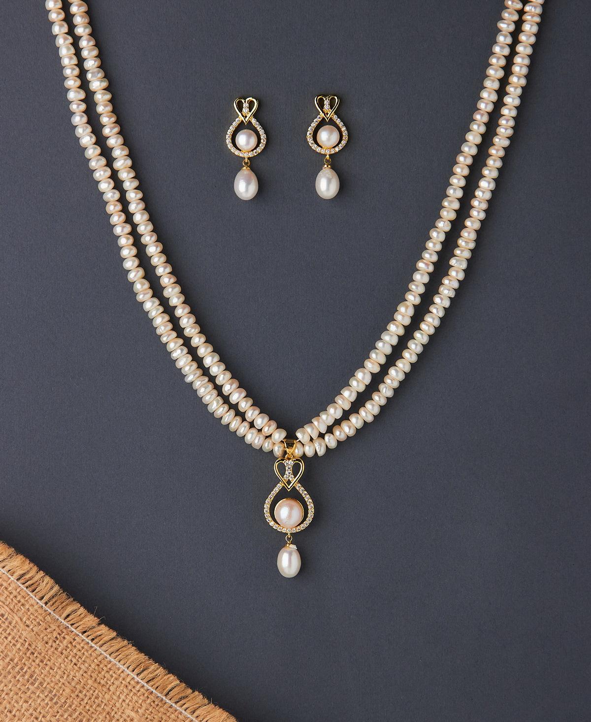 Simple and Elegant Real Pearl Necklace Set - Chandrani Pearls