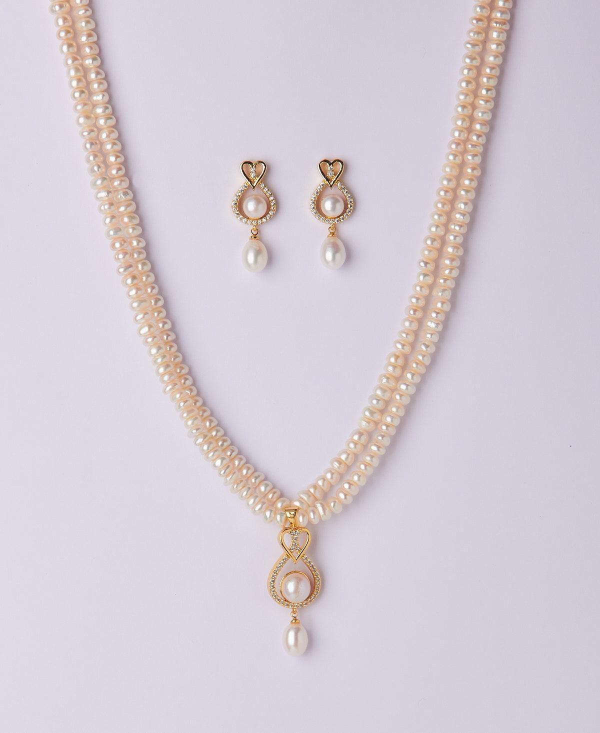 Simple and Elegant Real Pearl Necklace Set - Chandrani Pearls