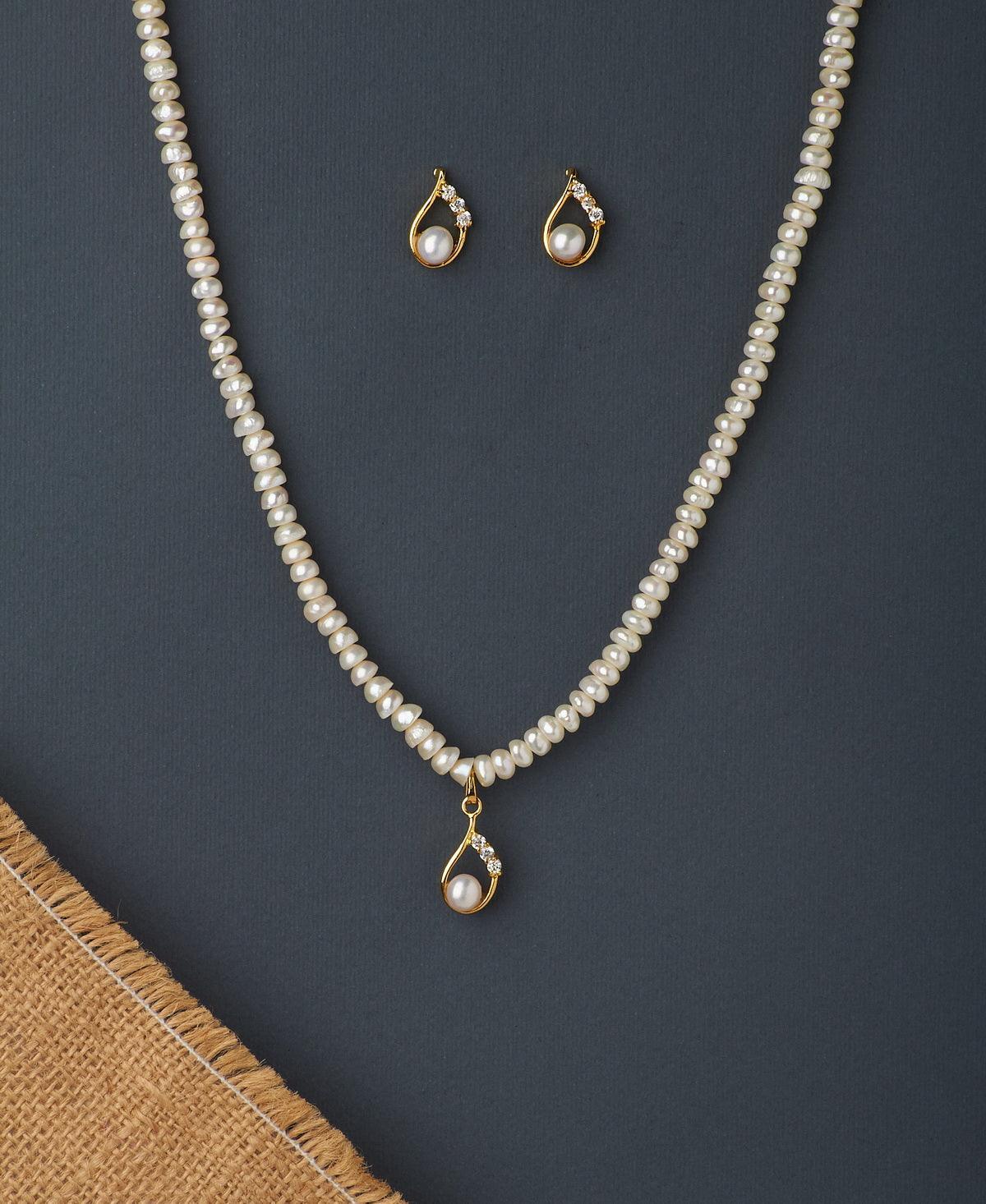 Simple and Elegant Real Pearl Necklace Set - Chandrani Pearls