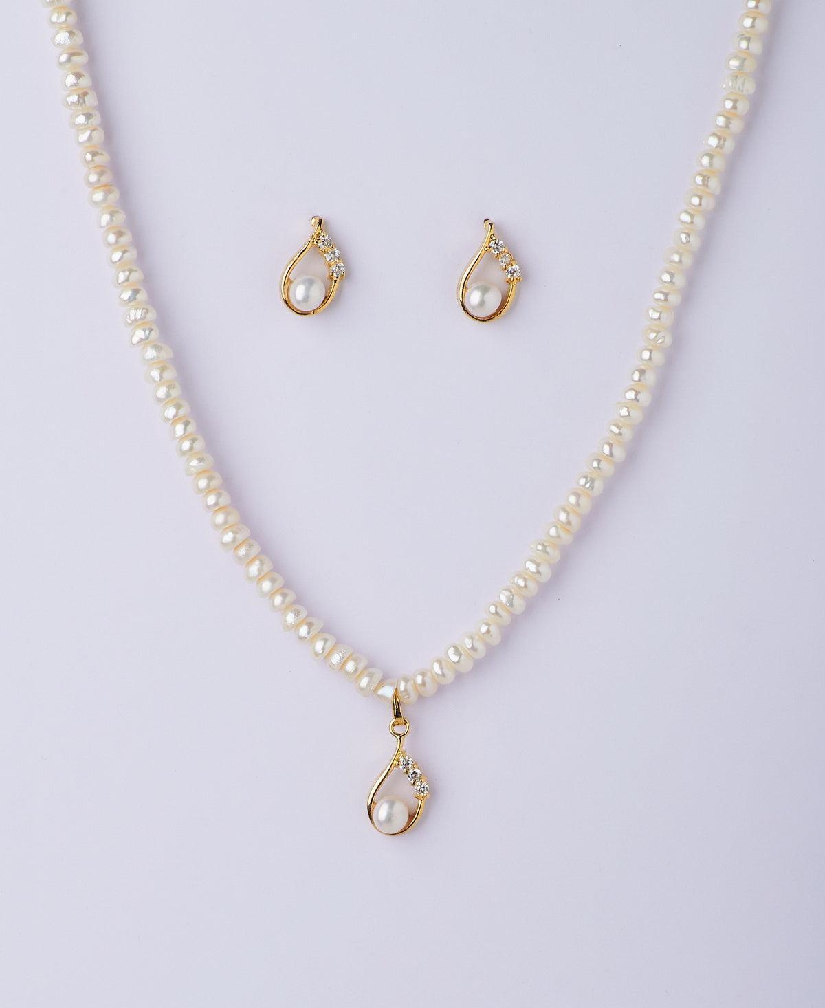 Simple and Elegant Real Pearl Necklace Set - Chandrani Pearls