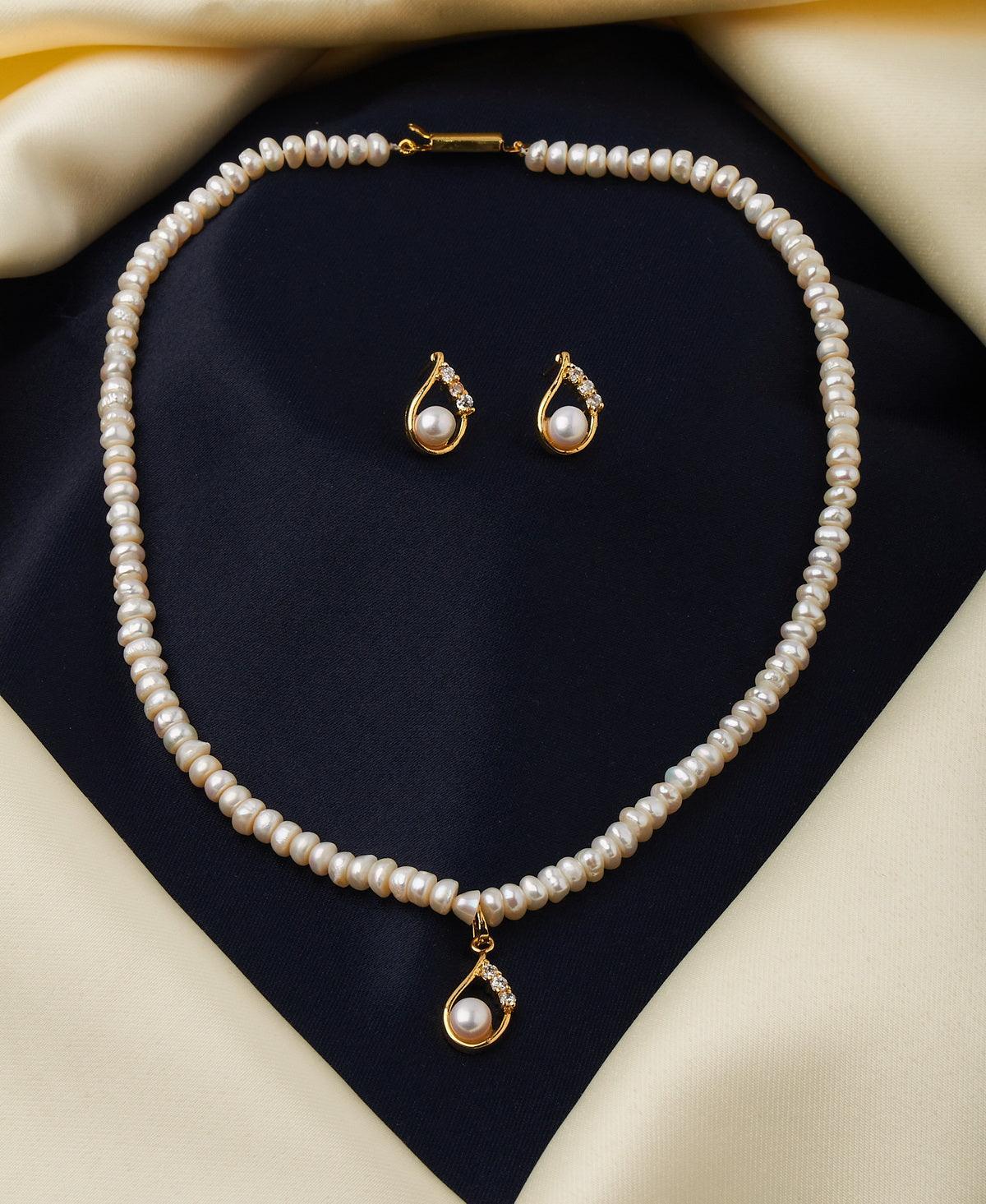Simple and Elegant Real Pearl Necklace Set - Chandrani Pearls