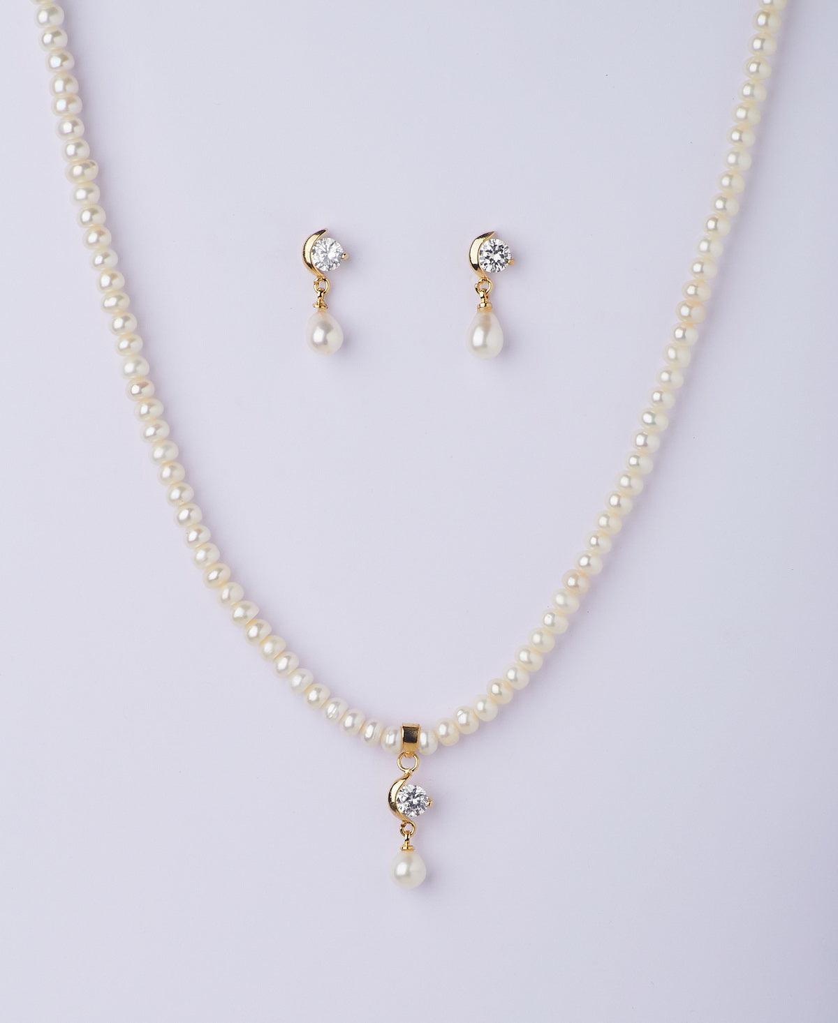 Simple and Elegant Real Pearl Necklace Set - Chandrani Pearls