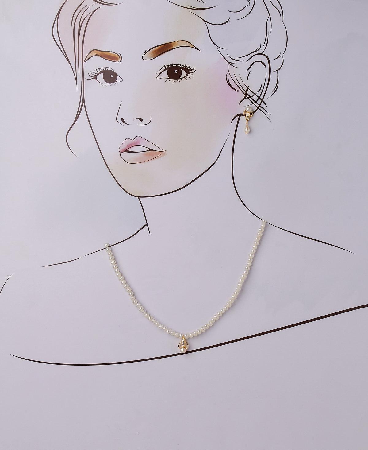 Simple and Elegant Real Pearl Necklace Set - Chandrani Pearls