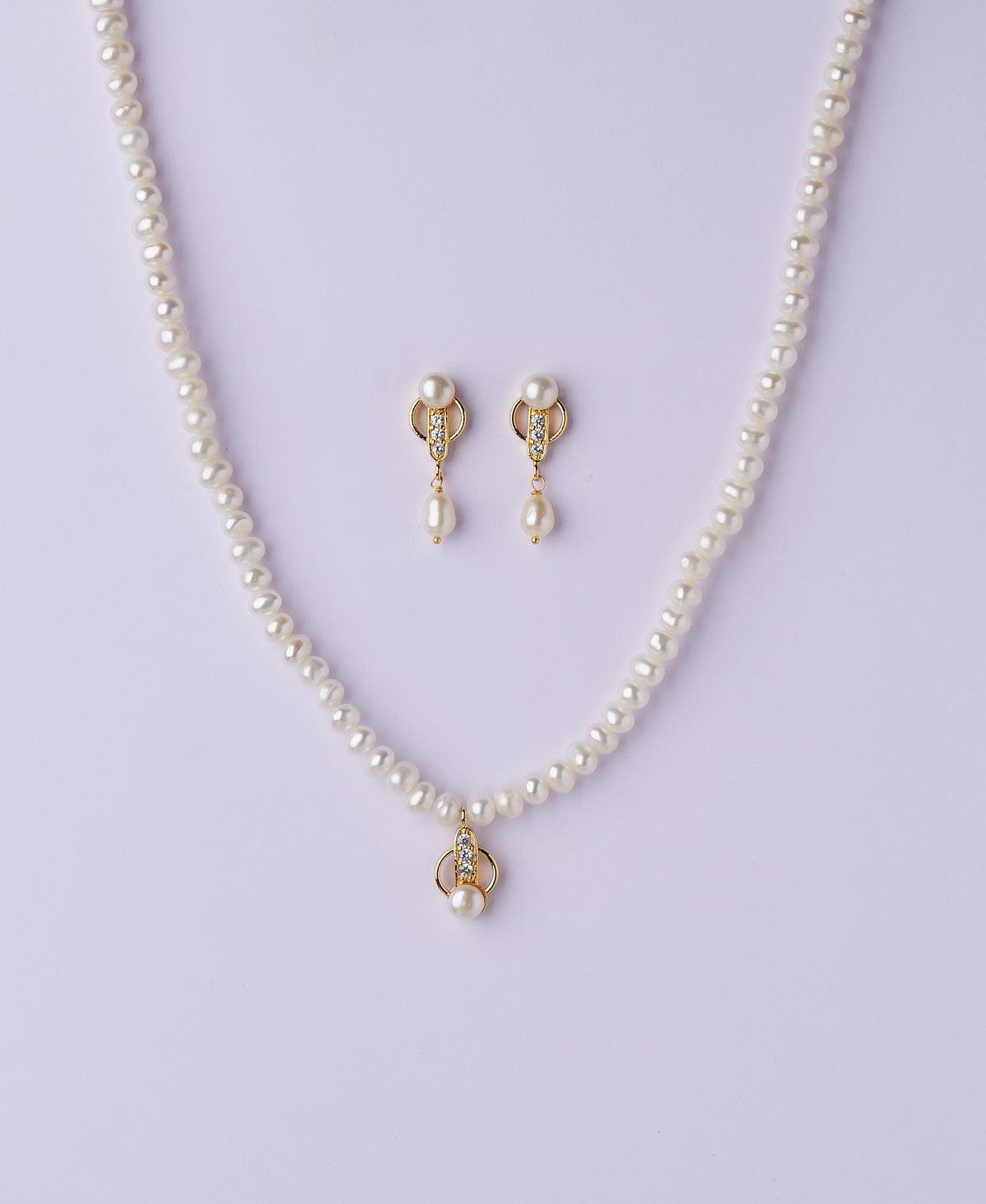 Simple and Elegant Real Pearl Necklace Set - Chandrani Pearls