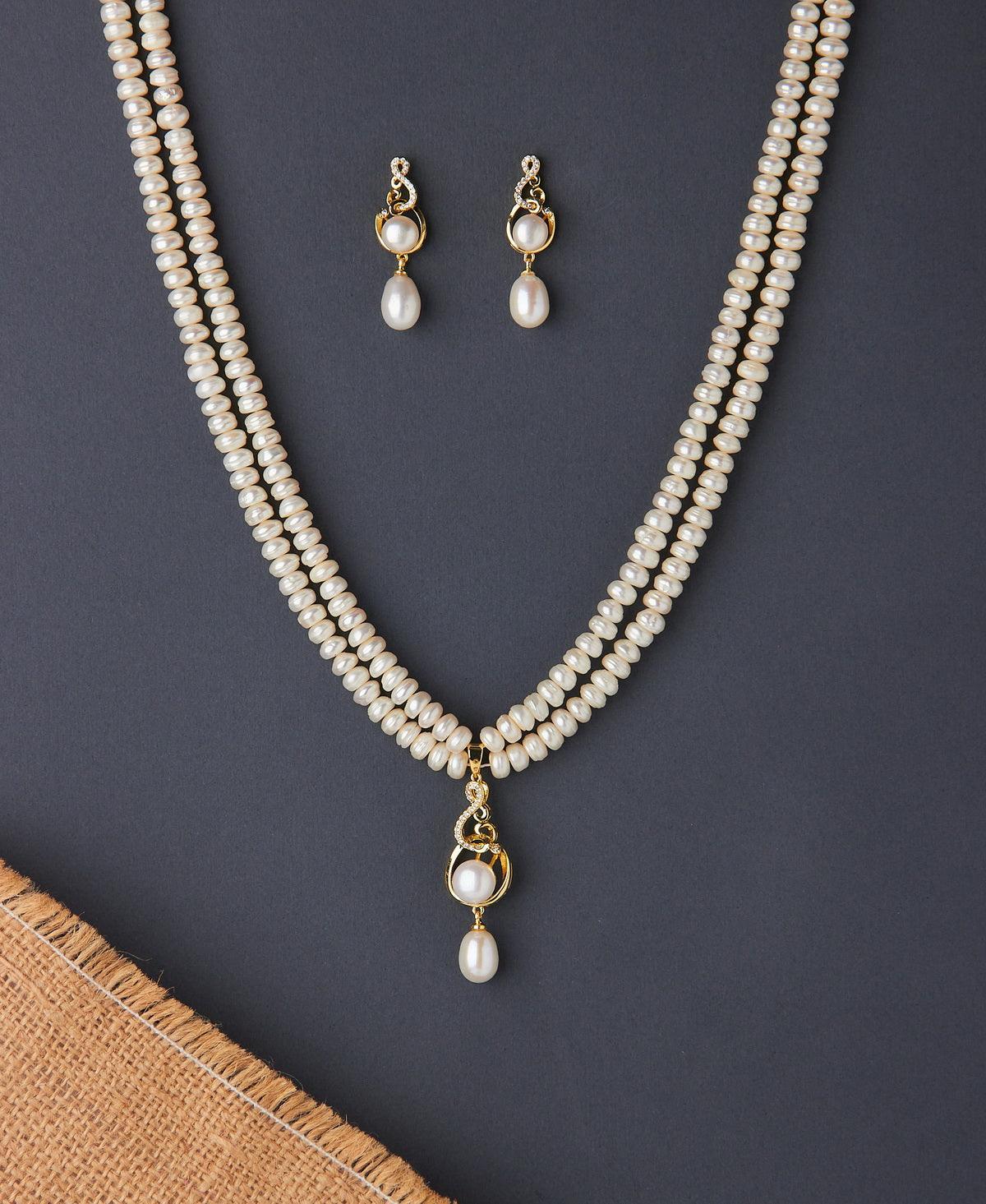 Simple and Elegant Real Pearl Necklace Set - Chandrani Pearls