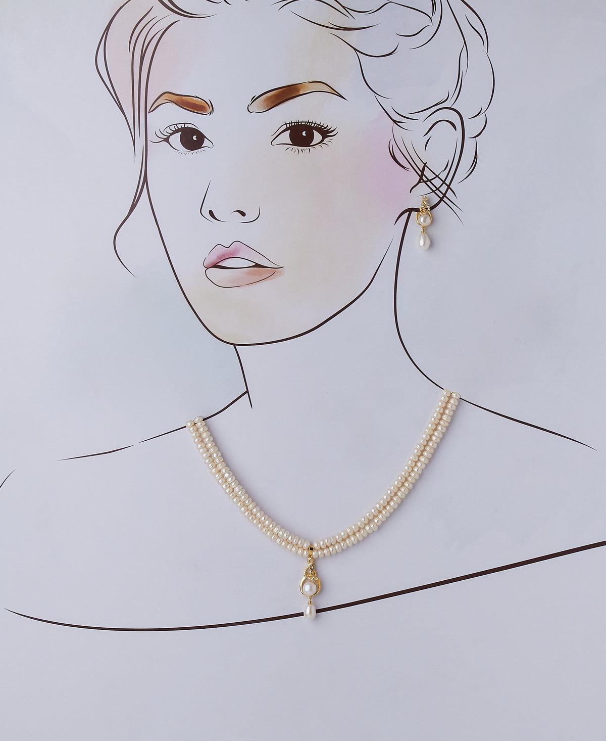 Simple and Elegant Real Pearl Necklace Set - Chandrani Pearls