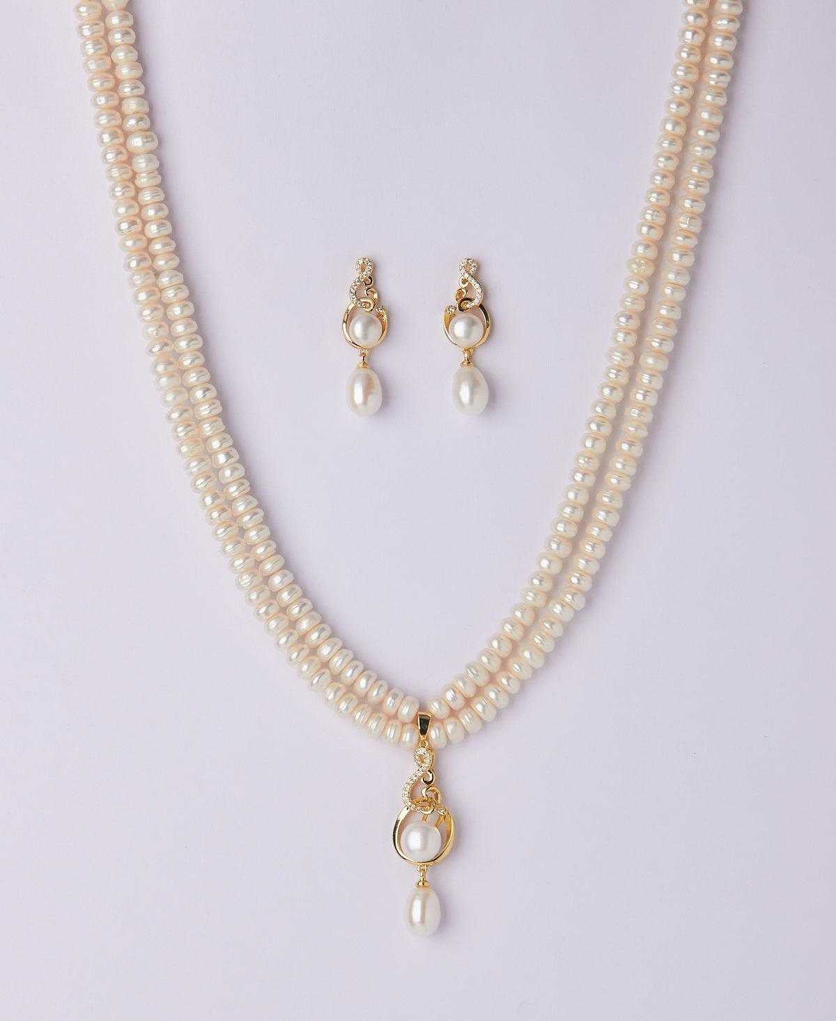 Simple and Elegant Real Pearl Necklace Set - Chandrani Pearls