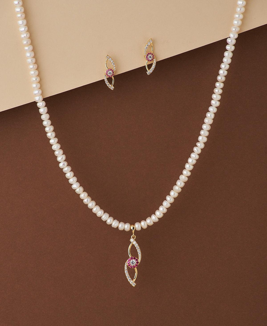 Simple and Elegant Real Pearl Necklace Set - Chandrani Pearls