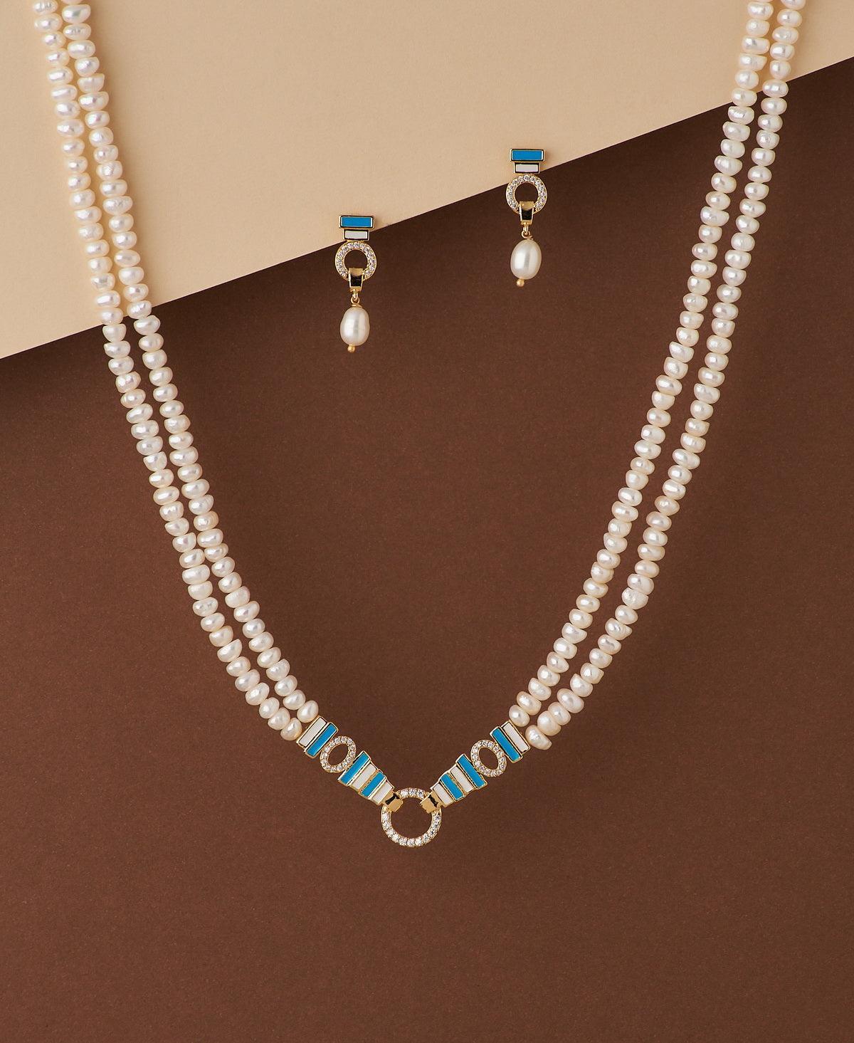 Simple and Elegant Real Pearl Necklace Set - Chandrani Pearls