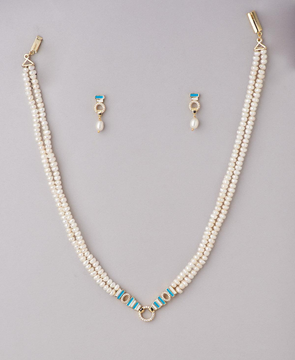 Simple and Elegant Real Pearl Necklace Set - Chandrani Pearls