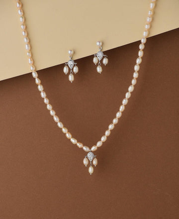 Simple and Elegant Real Pearl Necklace Set - Chandrani Pearls