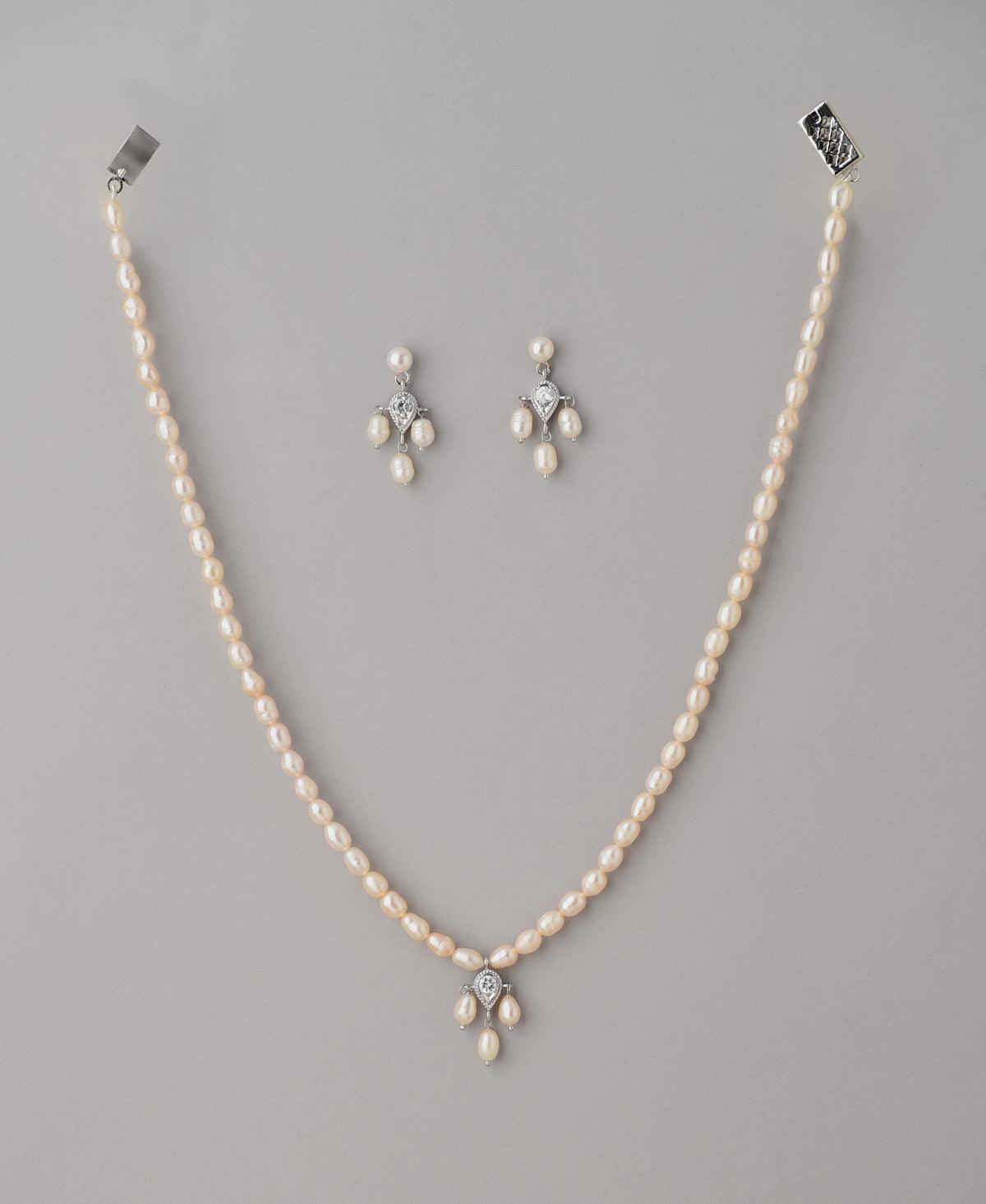 Simple and Elegant Real Pearl Necklace Set - Chandrani Pearls