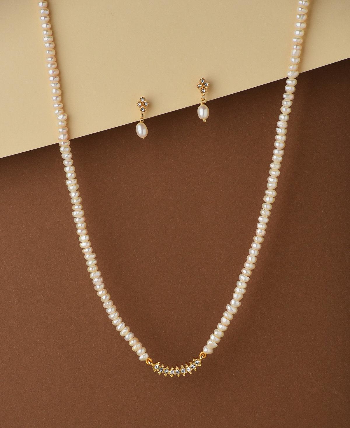 Simple and Elegant Real Pearl Necklace Set - Chandrani Pearls