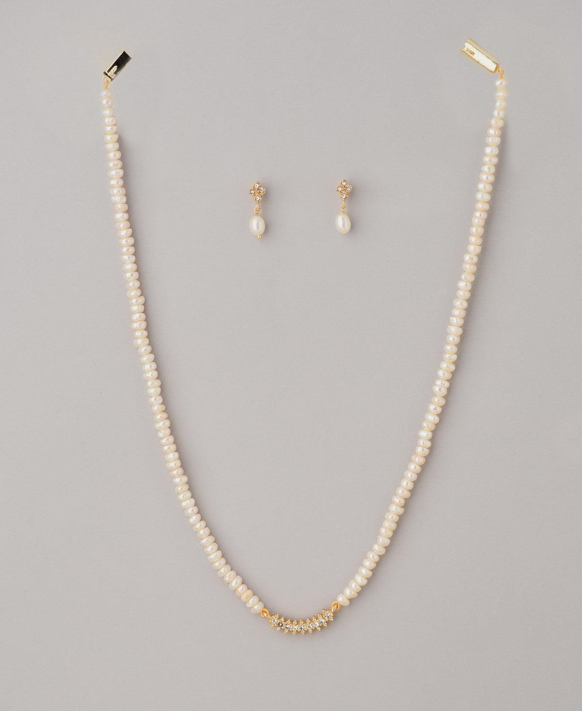 Simple and Elegant Real Pearl Necklace Set - Chandrani Pearls