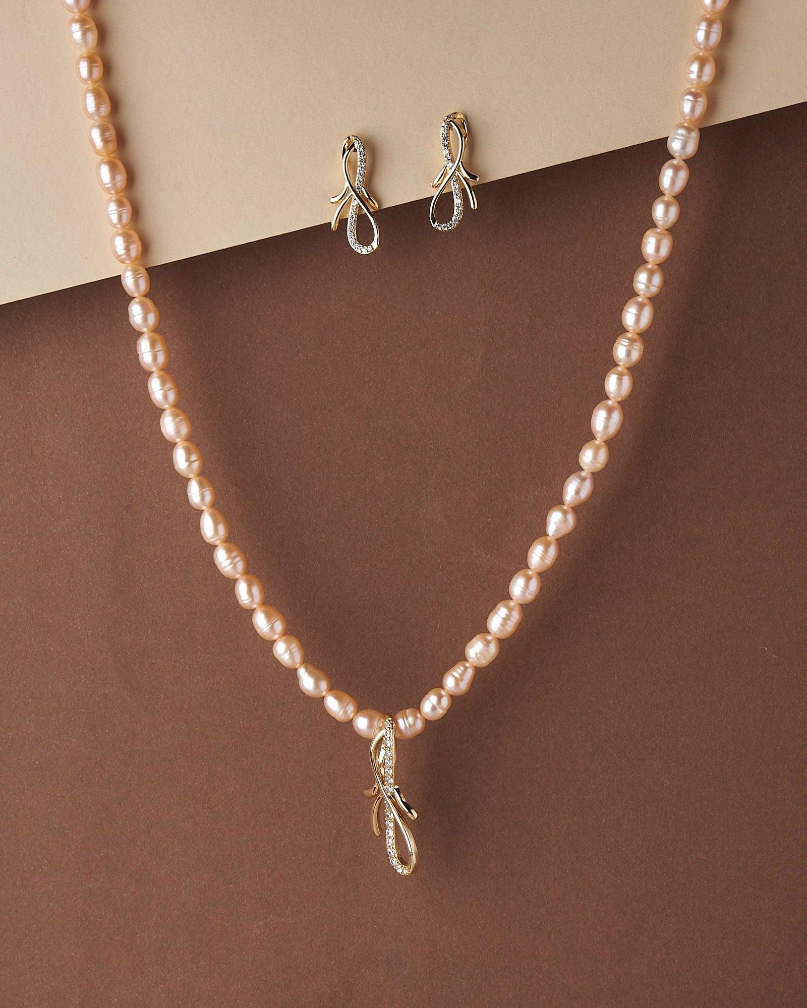 Simple and Elegant Real Pearl Necklace Set - Chandrani Pearls