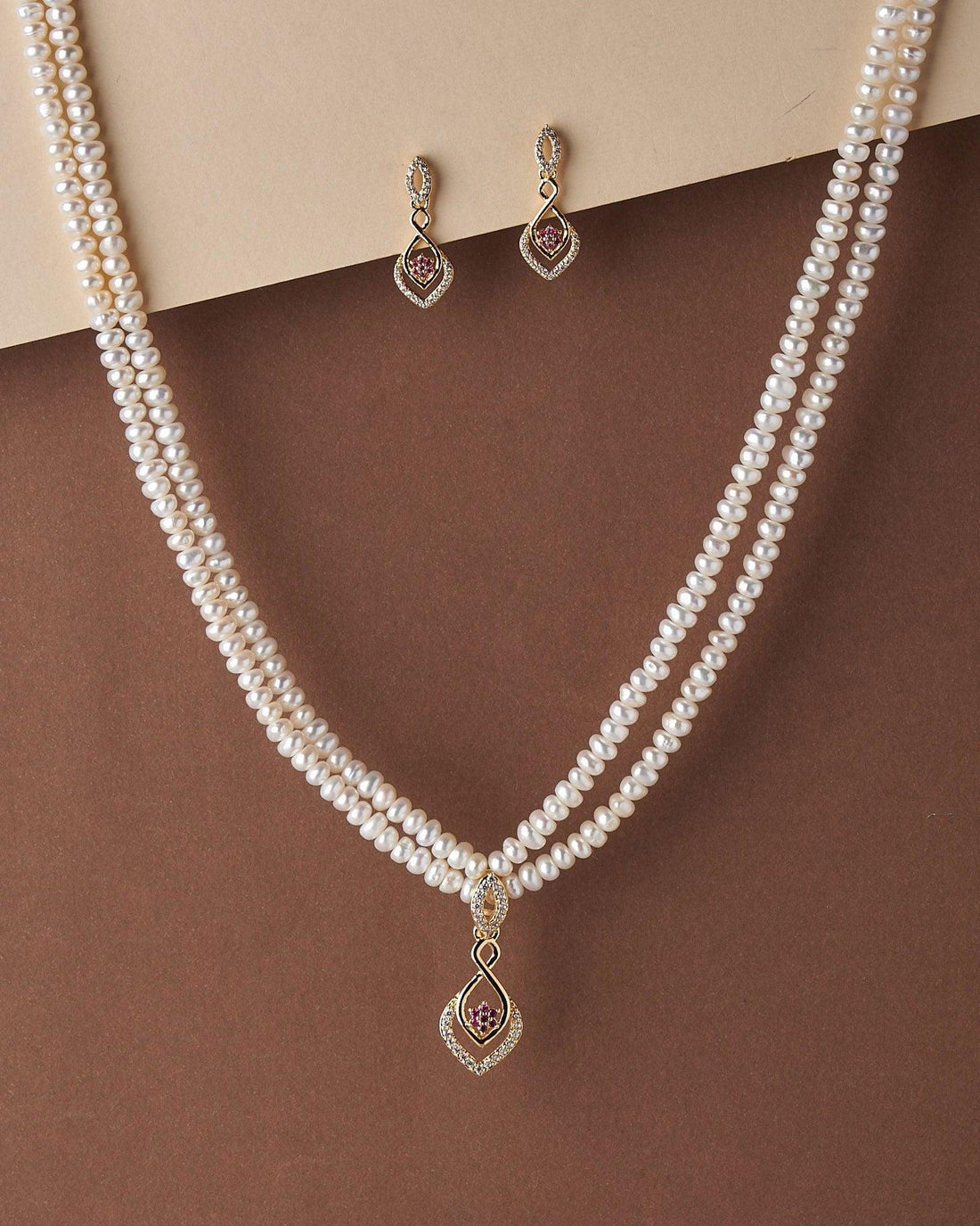 Simple and Elegant Real Pearl Necklace Set - Chandrani Pearls