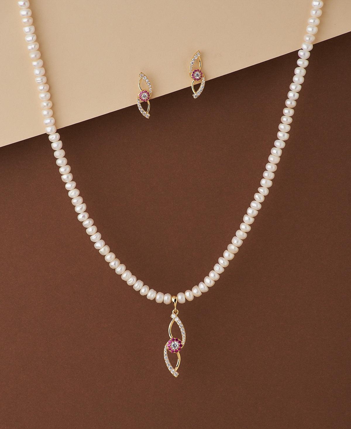 Simple and Elegant Real Pearl Necklace Set - Chandrani Pearls