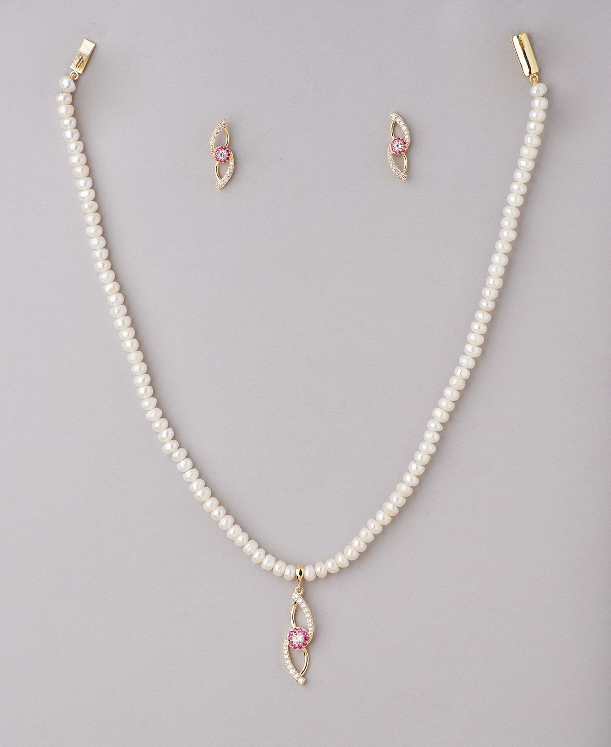 Simple and Elegant Real Pearl Necklace Set - Chandrani Pearls