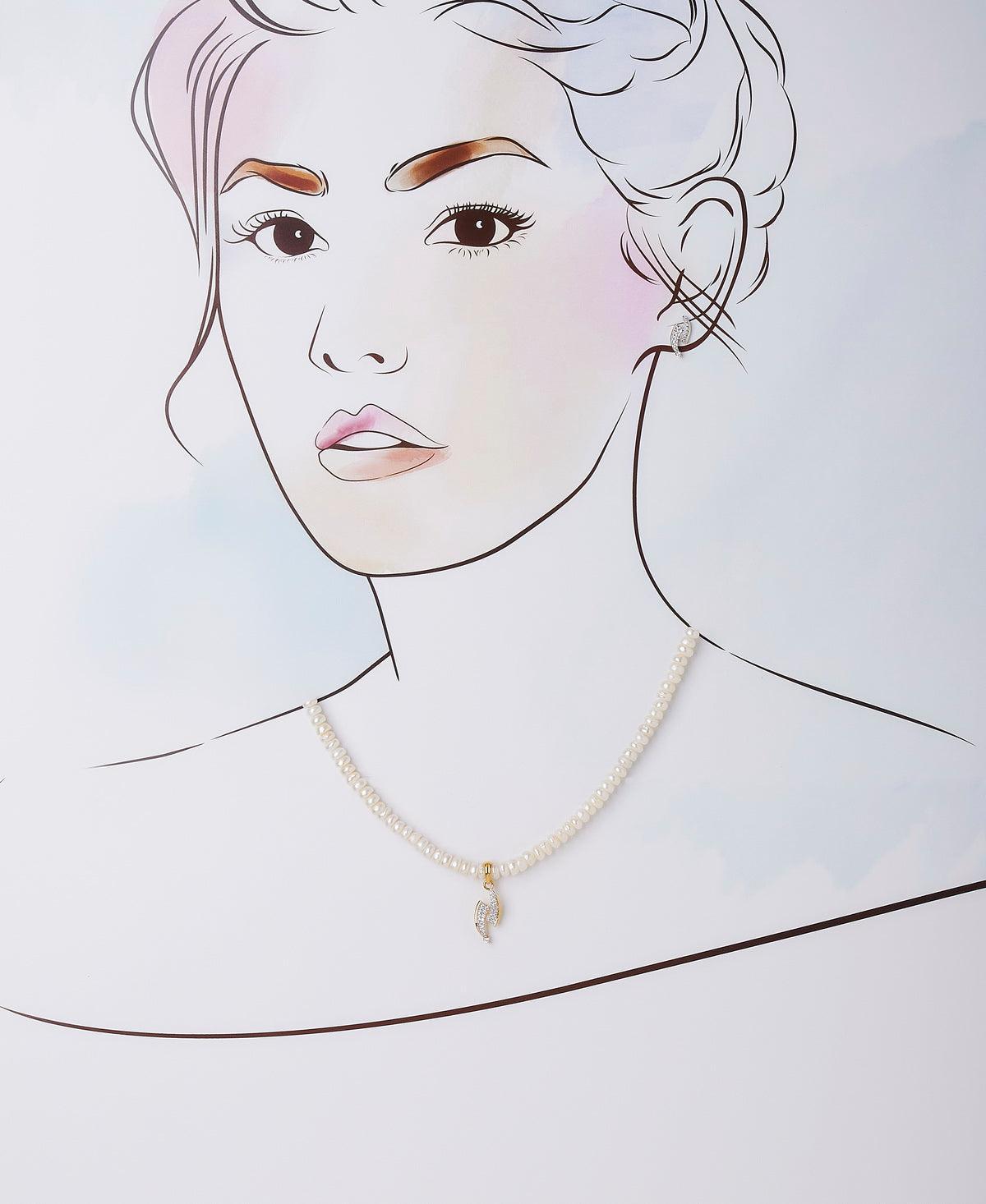 Simple and Elegant Stone Studded Necklace Set - Chandrani Pearls