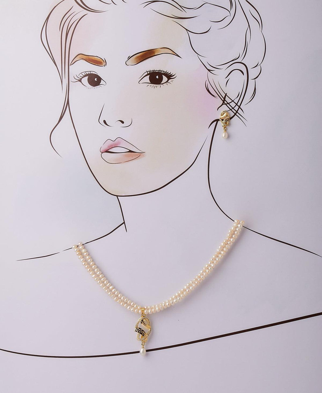 Simple and Elegant Stone Studded Pendant Set - Chandrani Pearls