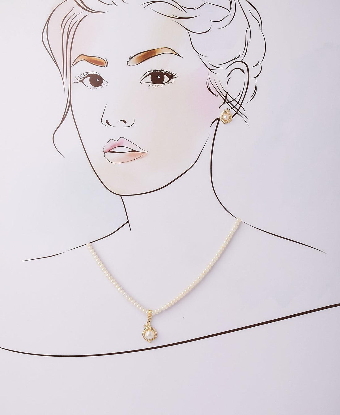 Simple and Elegant Stone Studded Pendant Set - Chandrani Pearls
