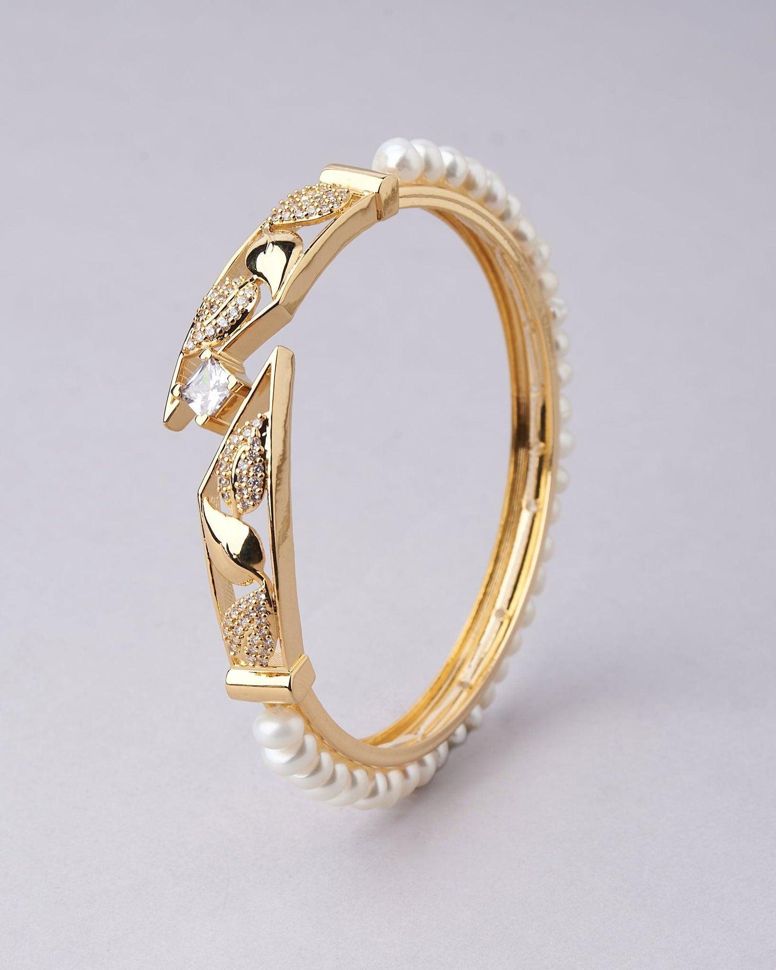 Single Line Classic White Pearl Bangle - Chandrani Pearls
